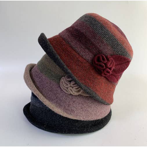 Comfortarians Bungee Bucket Hat with Stitched Flower - Multiple Colors