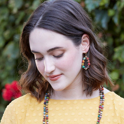 World Finds Kantha Beaded Teardrop Earrings