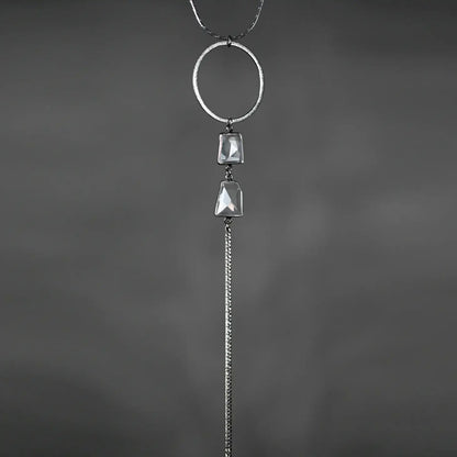 KBD Studio Gunmetal Circle Crystal Necklace