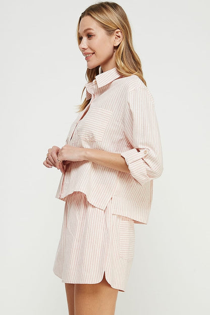 Allie Rose Tops Allie Rose Pinstripe Long Sleeve Shirt Allie Rose Pinstripe Long Sleeve Shirt