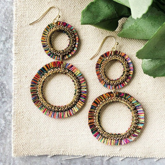 World Finds Raja Rainbow Double Hoop Earrings