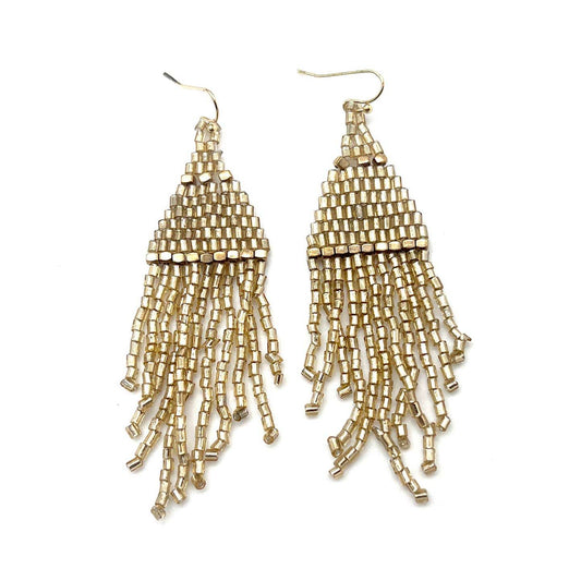 Anju Jewelry Earrings Anju Jewelry Gold Plated Seadbead Tapered Fringe Earrings 88107742 Anju Jewelry Gold Plated Seadbead Tapered Fringe Earrings