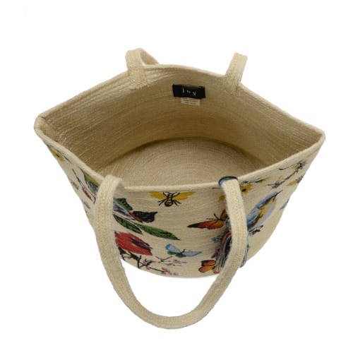 Joy Susan Bags Joy Susan Painted Bird Avis Jute Tote with Tassel 60236254 Joy Susan Painted Bird Avis Jute Tote with Tassel
