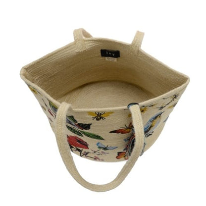 Joy Susan Bags Joy Susan Painted Bird Avis Jute Tote with Tassel 60236254 Joy Susan Painted Bird Avis Jute Tote with Tassel