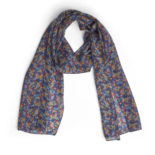 Quintessential Dorval Blue Silk Scarf