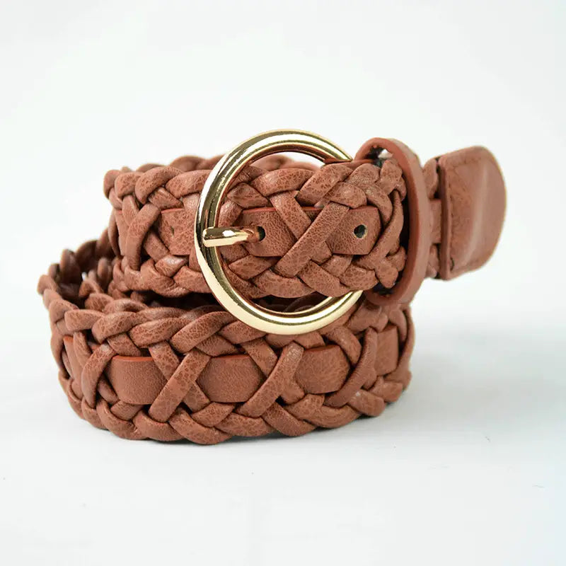 Vegan Leather Double Braided Belt