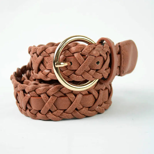 Vegan Leather Double Braided Belt