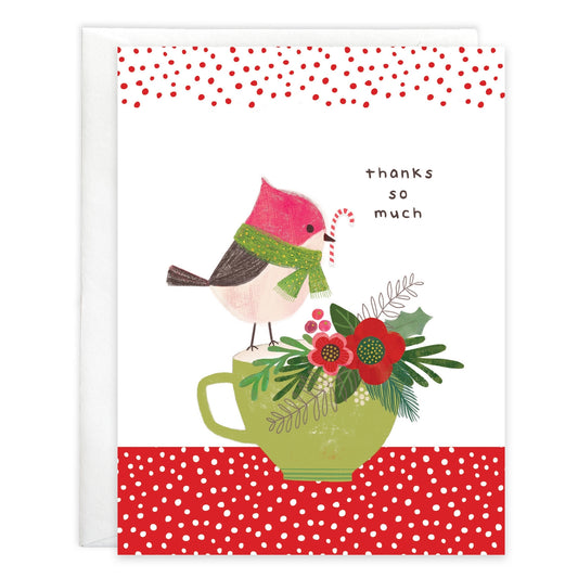 Gina B Designs Bird on Cup Thank You Blank Note Card