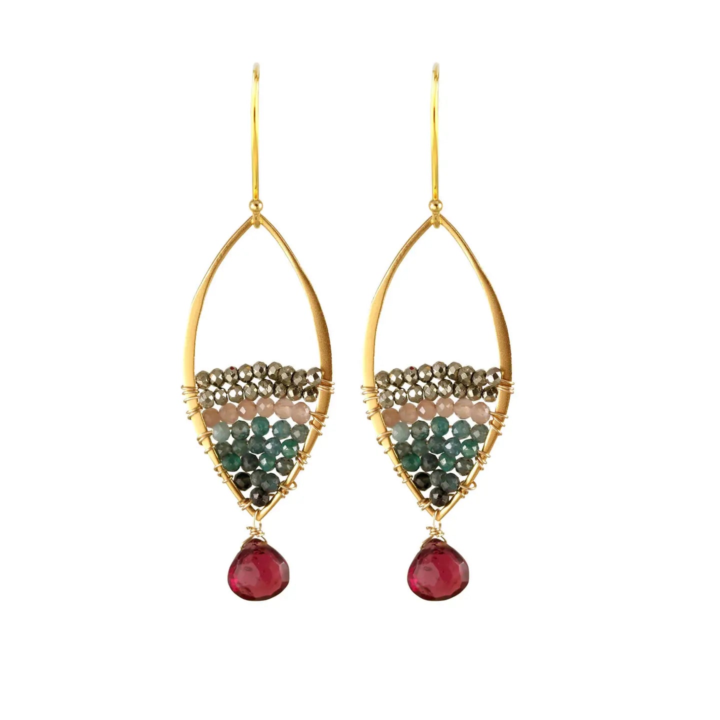 Alicia Van Fleteren Garnet, Pyrite & Chocolate Moonstone Earring