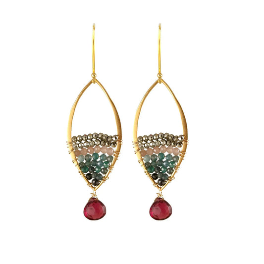 Alicia Van Fleteren Garnet, Pyrite & Chocolate Moonstone Earring
