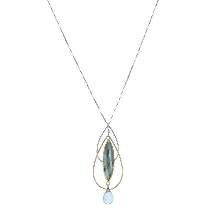 Laura J Designs Necklaces Laura J Designs Silver Labradorite Water Lily Pendant 24899294 Laura J Designs Silver Labradorite Water Lily Pendant