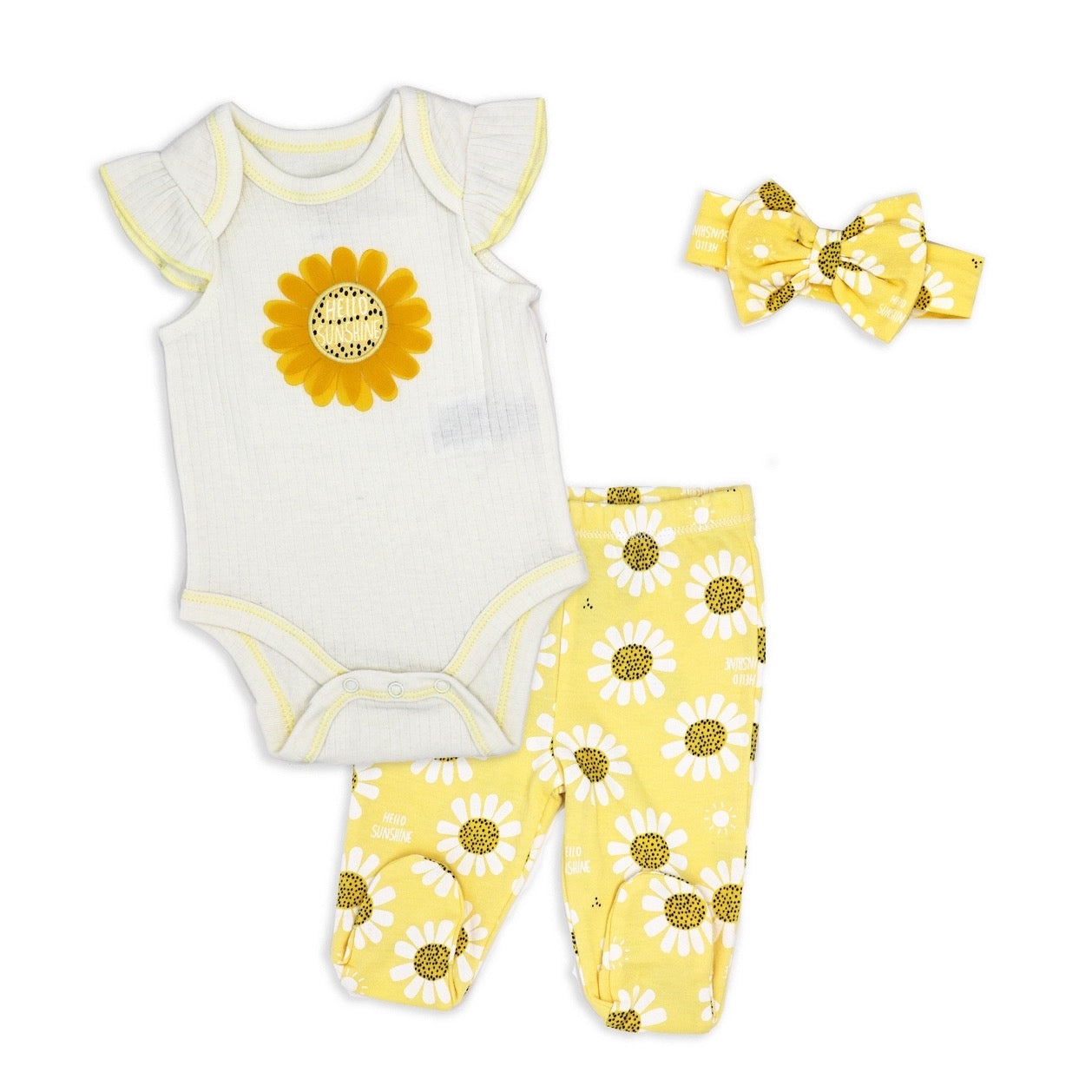 Rose Textiles Girl 3 Piece Footed Set