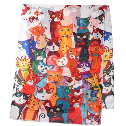 Cat Cartoon Printed Scarf
