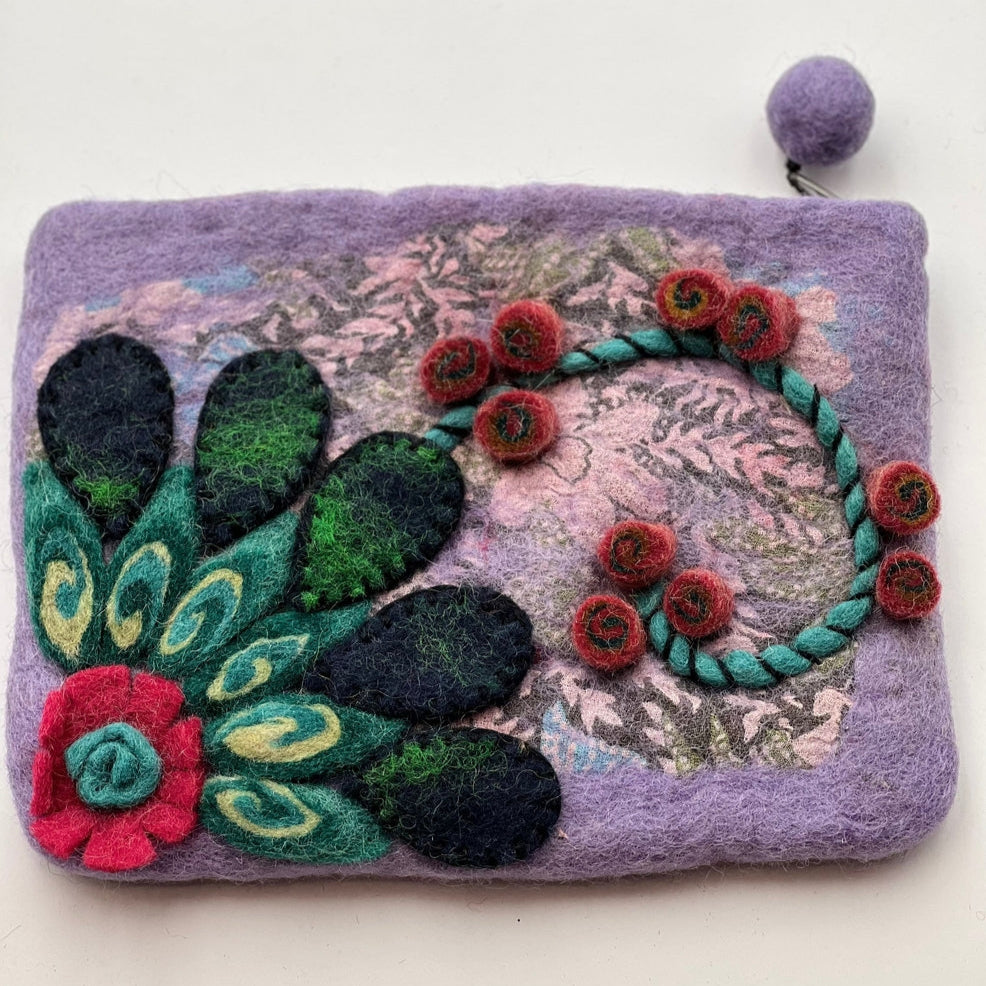 Flower Felted Coin Purse - Multiple Colors