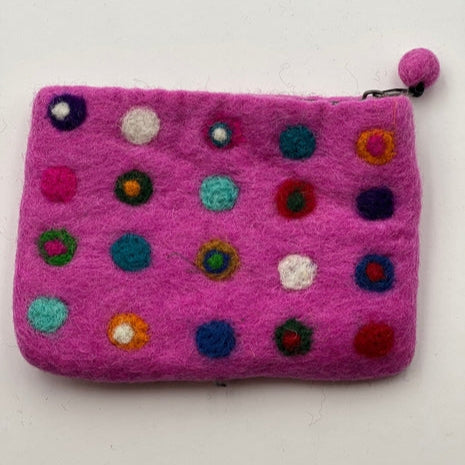 Felted Dot Coin Purse - Multiple Colors