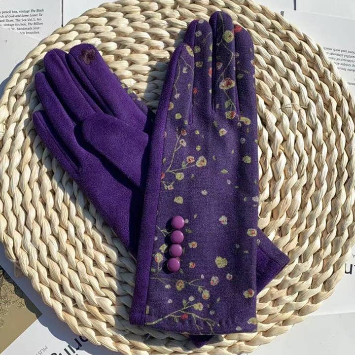 Winter Floral Touchscreen Glove - Multiple Colors