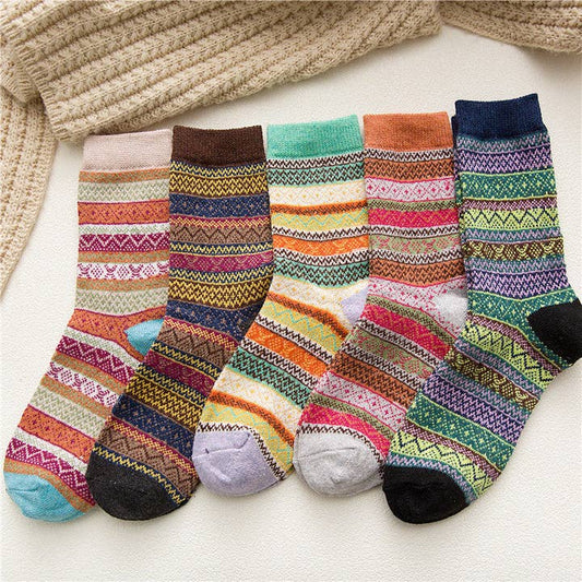 Bohemian Wool Blend Socks - Multiple Colors