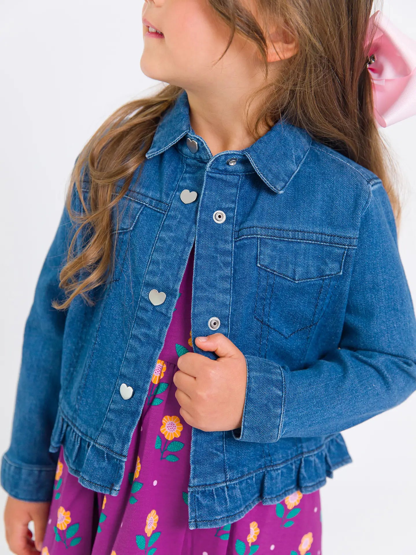 RuffleButts Denim Ruffle Jean Jacket