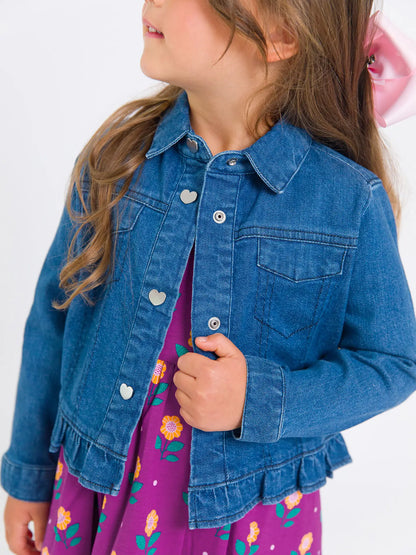 RuffleButts Denim Ruffle Jean Jacket