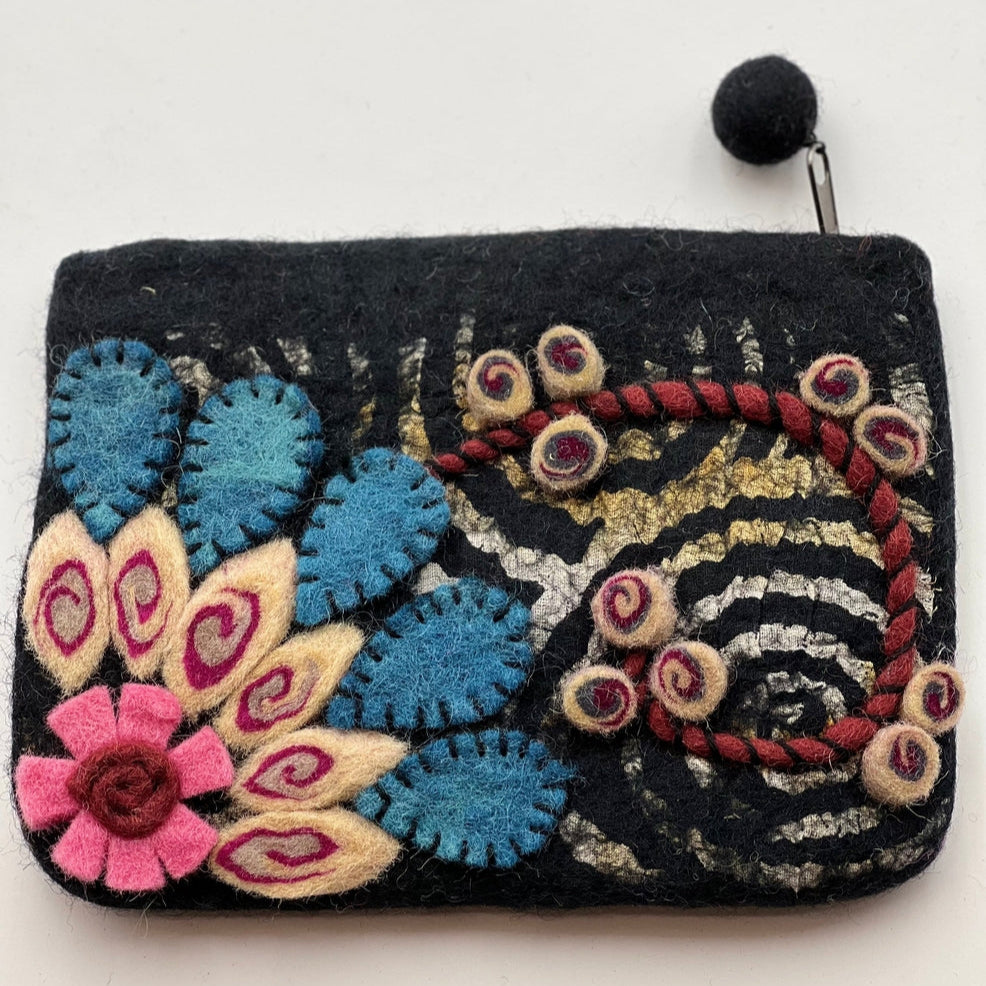 Flower Felted Coin Purse - Multiple Colors