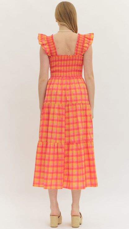 Entro Dresses Plaid Smocked Maxi Dress Plaid Smocked Maxi Dress
