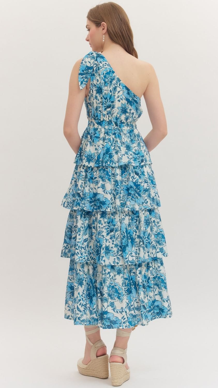 Entro Dresses One Shoulder Tiered Ruffle Dress One Shoulder Tiered Ruffle Dress