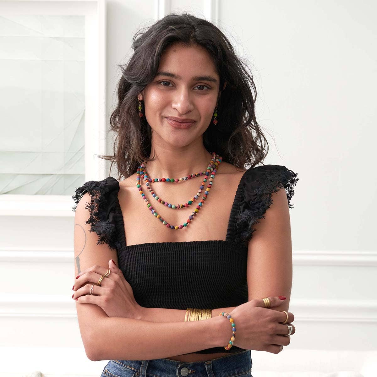 World Finds Necklaces World Finds Kantha Bead Long Necklace 98471134 World Finds Kantha Bead Long Necklace