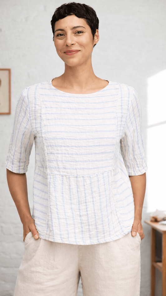 Cut Loose Tops Cut Loose Blue Stripe Seamed Boxy Top 04102110 Cut Loose Blue Stripe Seamed Boxy Top