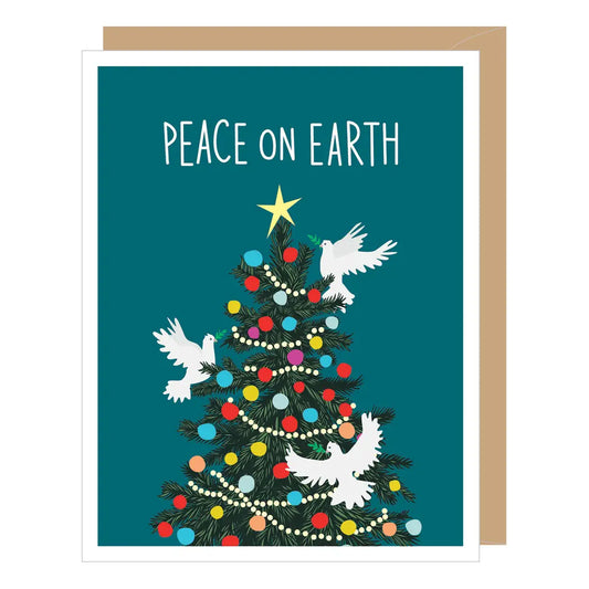 Holiday Tree/Doves Greeting Card