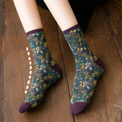 Autumn Floral Mid-Calf Socks - Multiple Colors