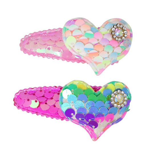 Pink Poppy Sequin Heart Hairclip