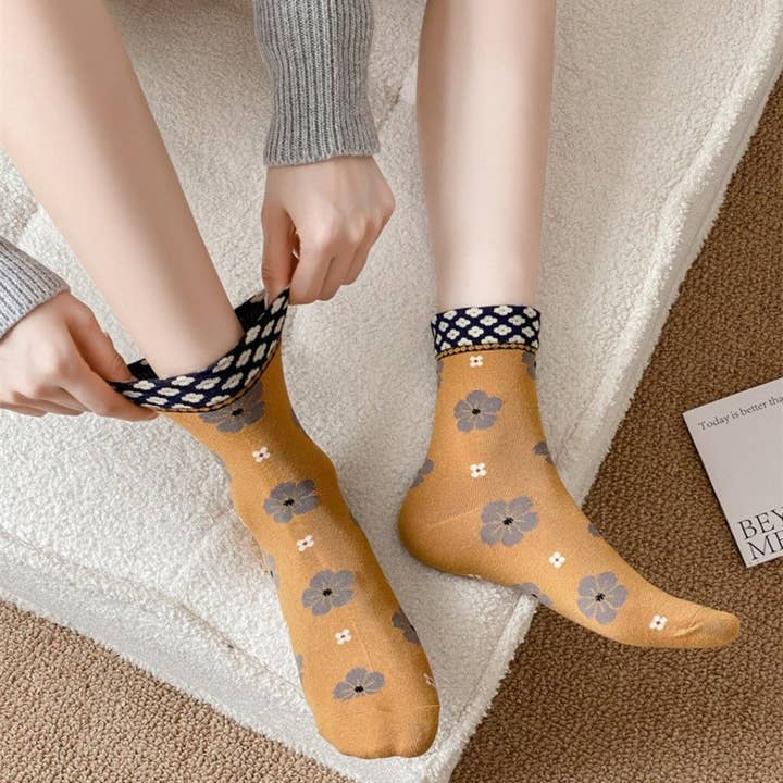 Vibrant Colorful Floral Mid-Calf Socks - Multiple Colors