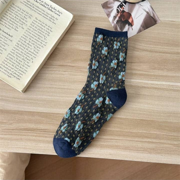 Funkyrel Limited Socks Dotted Garden Floral Crew Socks - Multiple Colors 21506014 Dotted Garden Floral Crew Socks - Multiple Colors