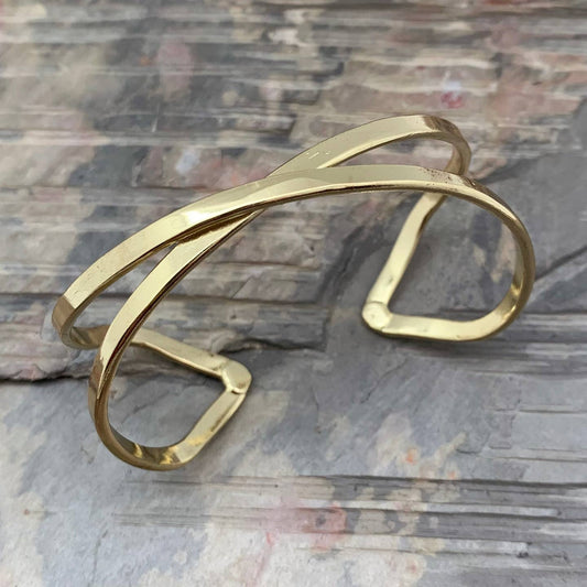 Anju Jewelry Gold Narrow Single X Cuff Bracelet