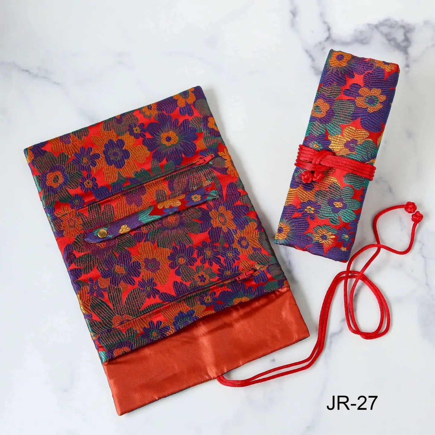 Cathayana Jewelry Box Silk Brocade Travel Jewelry Roll - Multiple Patterns Silk Brocade Travel Jewelry Roll - Multiple Patterns
