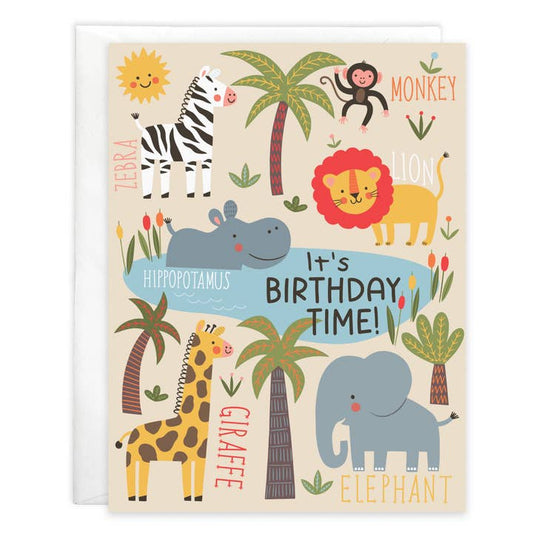 Gina B Designs Cute Jungle Animals Birthday Kids Card