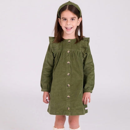 RuffleButts Children's Clothing RuffleButts Stretch Corduroy Ruffle Dress RuffleButts Stretch Corduroy Ruffle Dress