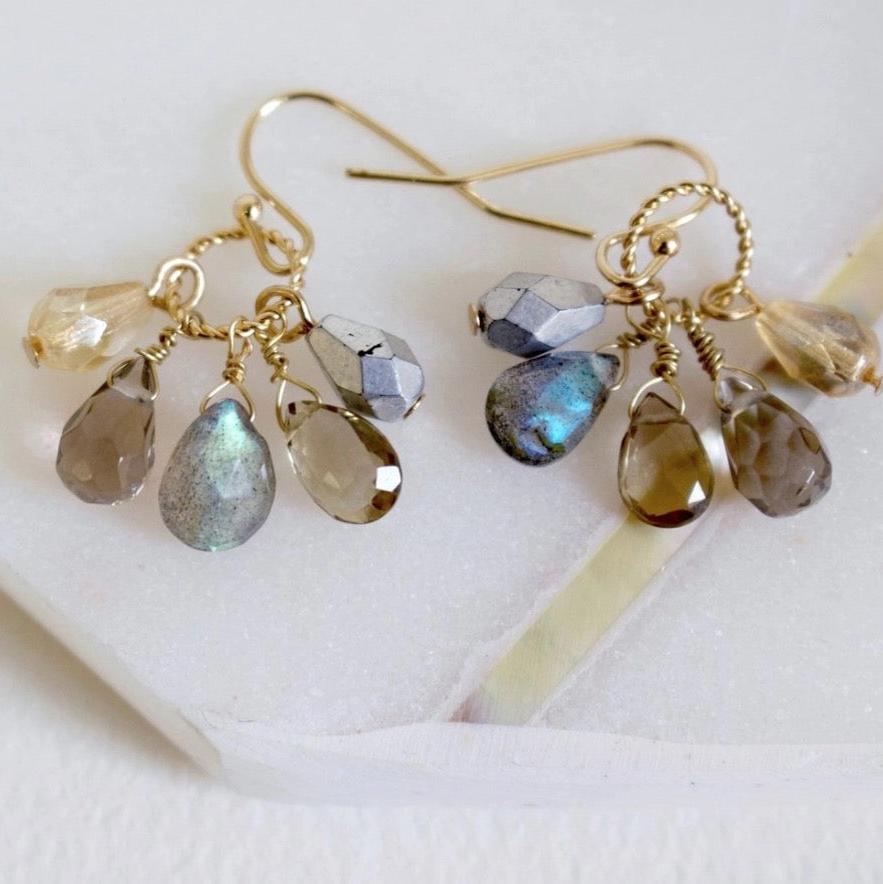 A.V. Max Semi Precious Cluster Earrings - Multiple Colors