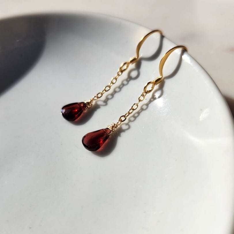 Edgy Petal Earrings Edgy Petal Garnet Dainty Gold Chain Earrings 63232478 Edgy Petal Garnet Dainty Gold Chain Earrings