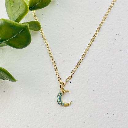Laalee Jewelry Turquoise Crescent Moon Layering Necklace