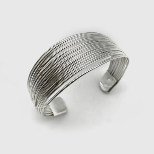 Anju Jewelry Silver Thin Stacked Wires Cuff Bracelet