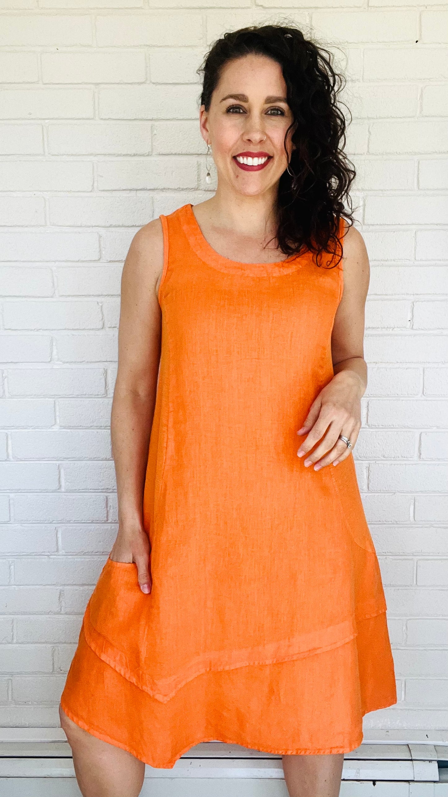 Cut Loose Linen Combo Asymmetrical Tunic Dress - Multiple Colors