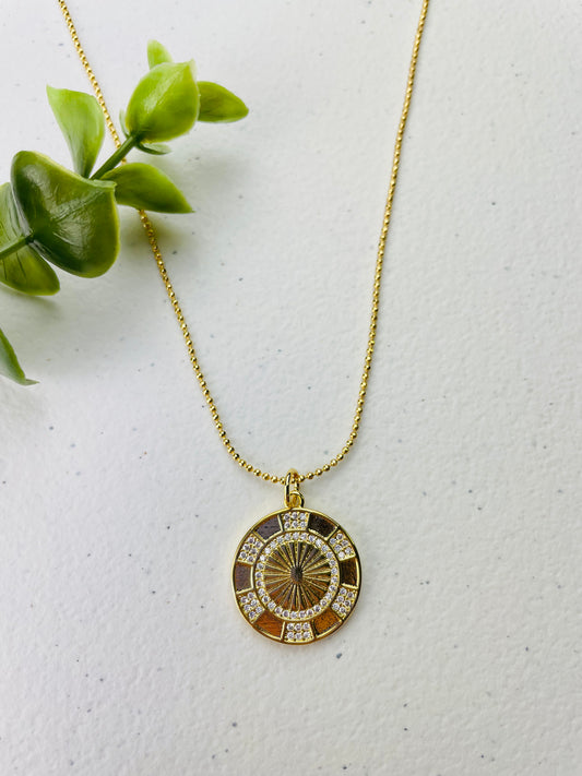 HeySparkly Round Gold and Crystal Necklace