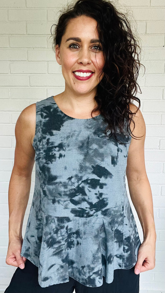 Heartstrings by Kleen Tie Dye Ruffle Seamed Tank