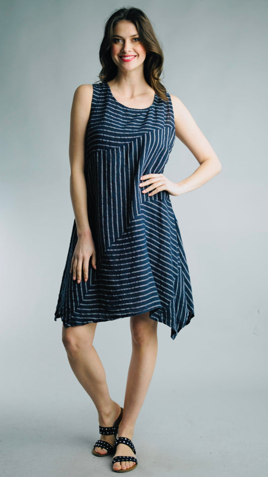 Tempo Paris Linen Mix Stripe Tank Dress - Multiple Colors