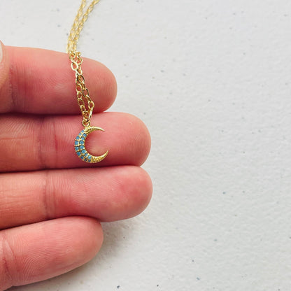Laalee Jewelry Turquoise Crescent Moon Layering Necklace