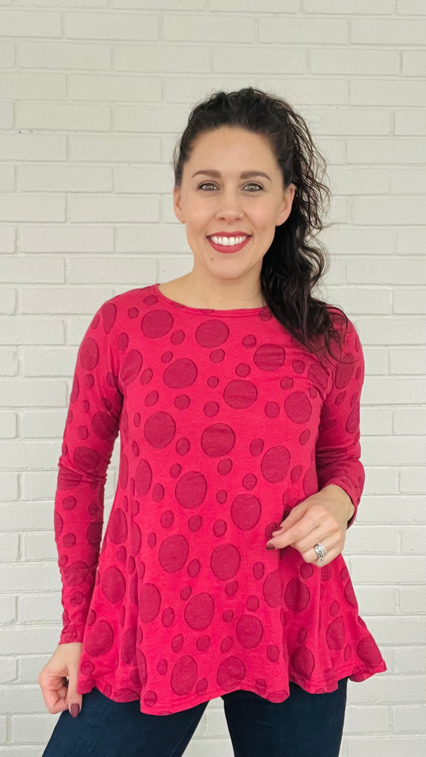 Cut Loose Dot Jacquard Fit N Flare Top - Multiple Colors