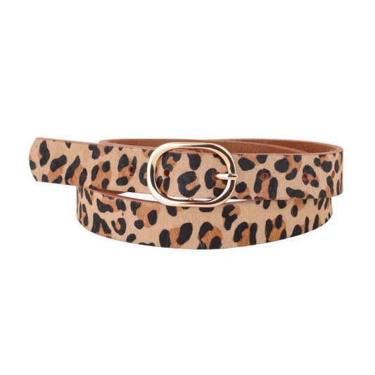 Leather Cheetah Buckle Belt