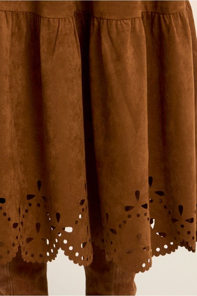 Molly Bracken Skirts Molly Bracken Suede Tiered Eyelet Skrit Molly Bracken Suede Tiered Eyelet Skrit