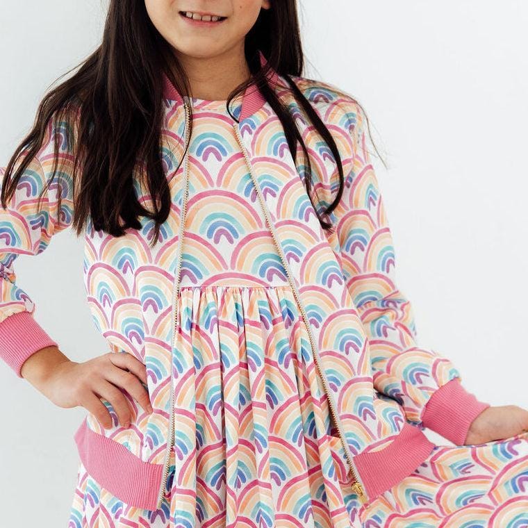 Mila & Rose Children's Clothing Mila & Rose Watercolor Rainbow Satin Jacket Mila & Rose Watercolor Rainbow Satin Jacket